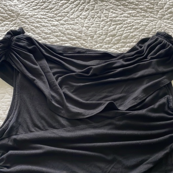 Black Dress with Draped Neckline - Picture 2 of 4